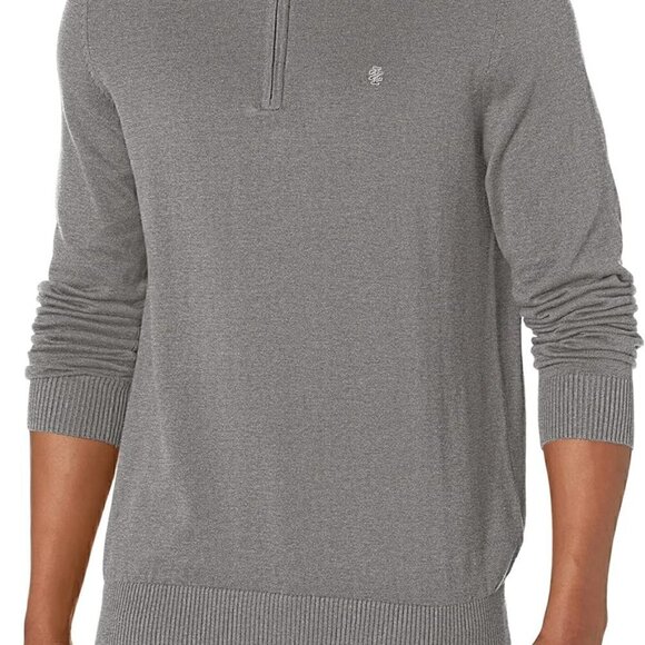 IZOD 1/4 Zip Pullover Grey Sweater Size Medium - Picture 1 of 9